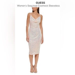 GUESS Women’s Sequined Cowlneck Sleeveless Slip Dress - SZ 14 NWT Color Blush